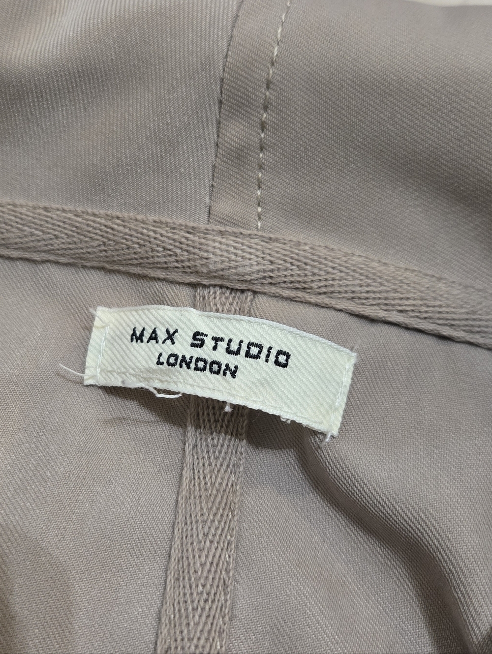 Max Studio Tan Draped Open Front Flowy Jacket - Picture 2 of 8